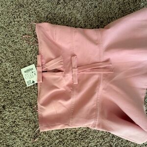 Zara Pink Strapless Bow Detail Top